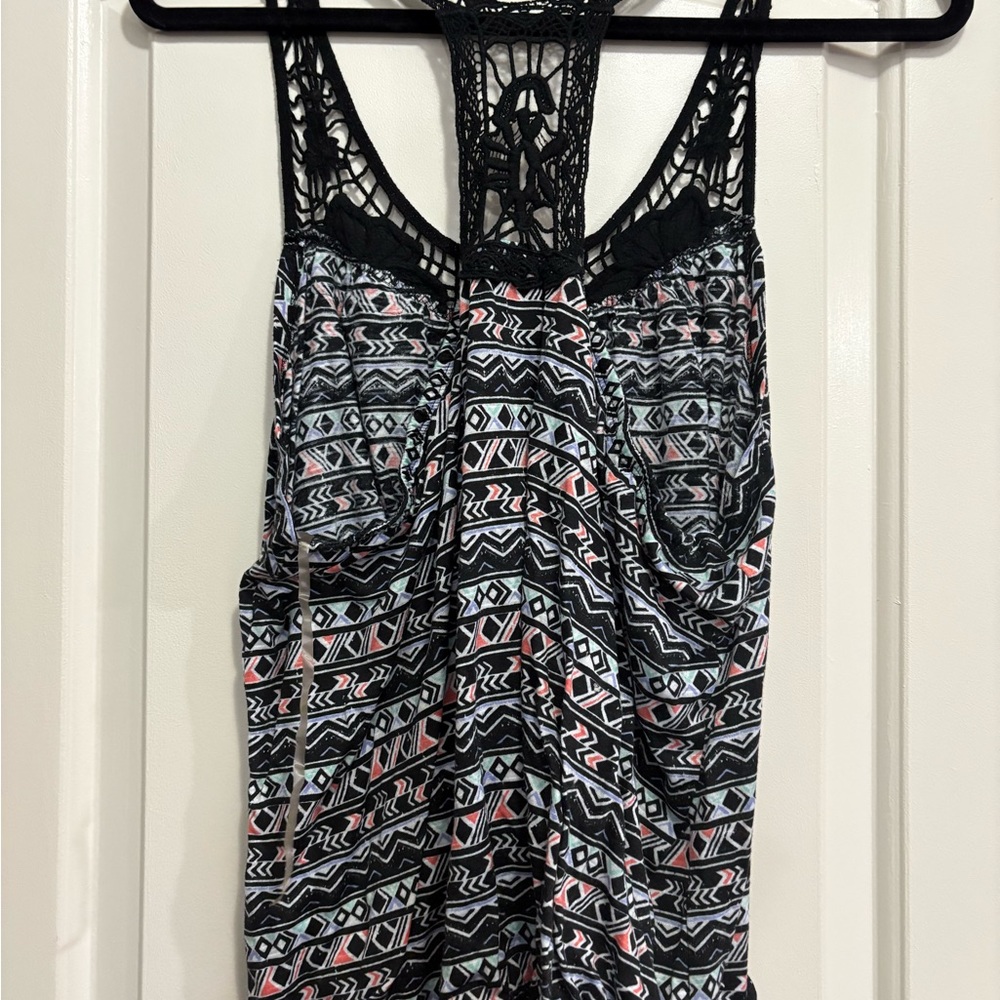 Patterned Black and Pink Women's Top